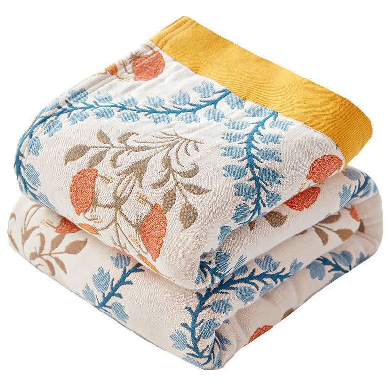 Bluebell Flower Cotton Gauze Reversible Quilt