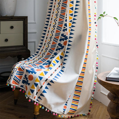 Ownkoti Boho Colorful Geometric Curtain with Tassel