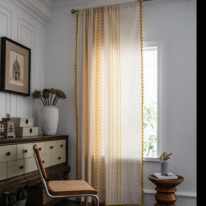 Ownkoti Bohemian Geometric Cotton Semi Blackout Curtains