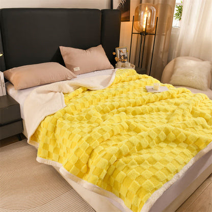 Fashion Checkerboard Thick Warm Throw Blanket