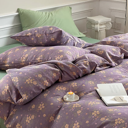 Cotton Gauze Elegant Floral Bedding Set (4PCS)