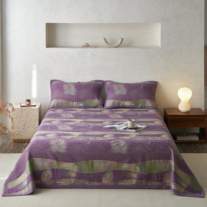 Double Layers Gauze Retro Leaf Comfy Quilt