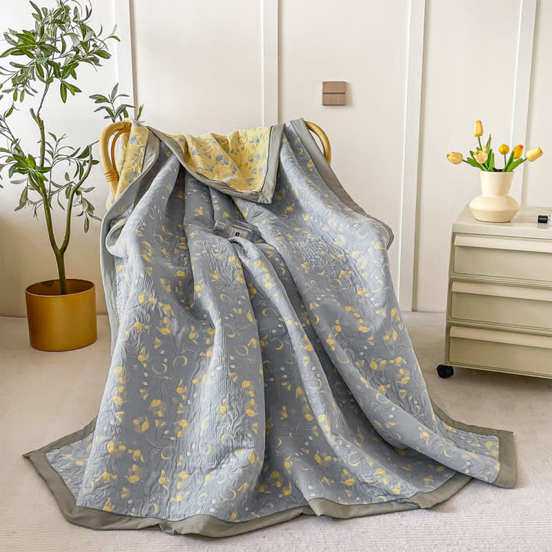 Cotton Gauze Floral Reversible Summer Quilt