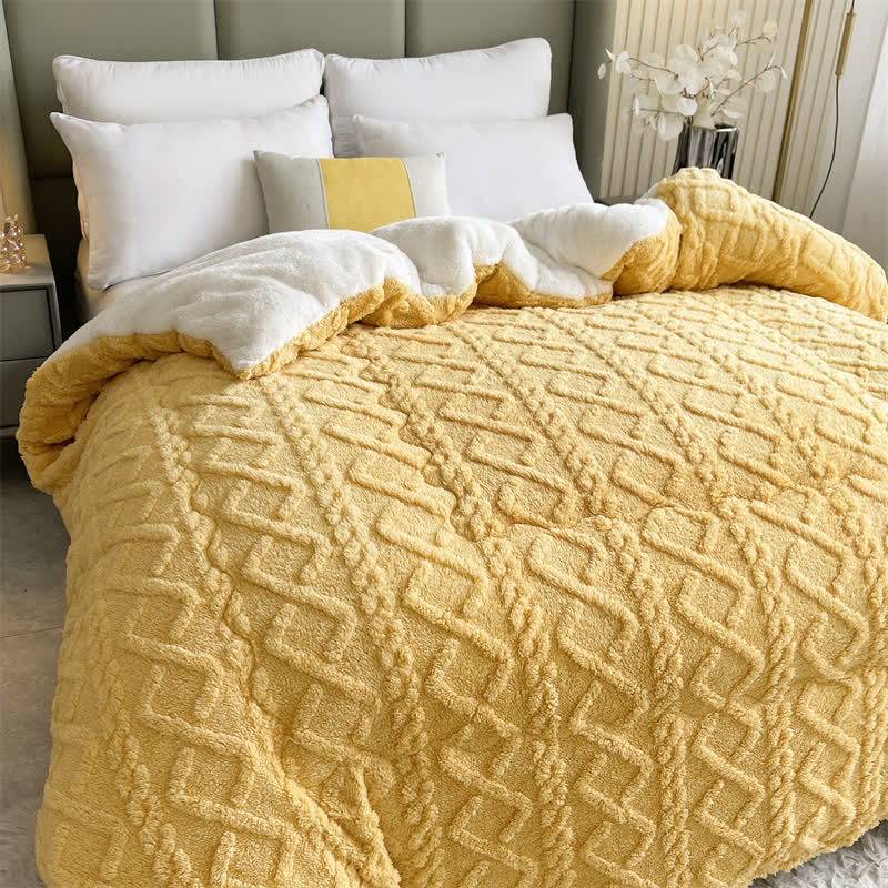 Jacquard Solid Color Comfy Fluffy Blanket