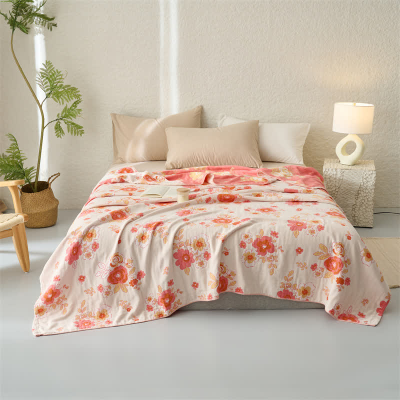 Pure Cotton Gauze Breathable Floral Quilt