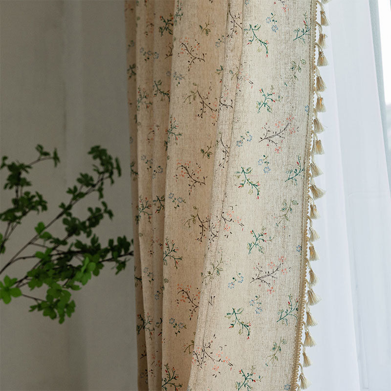 Countryside Style Floral Light Filtering Curtain