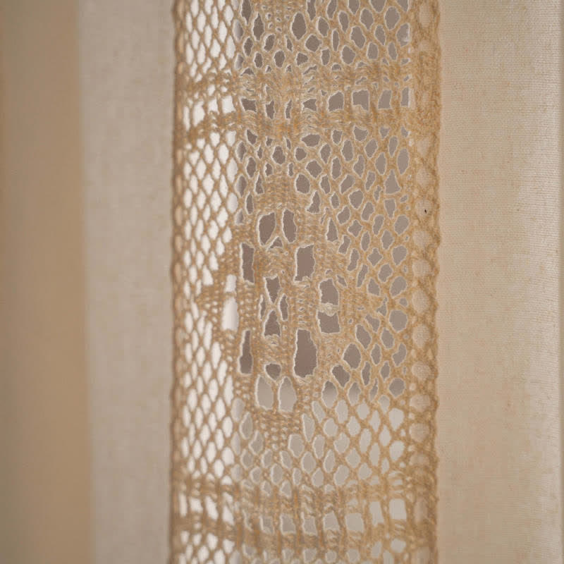 Ownkoti Beige Splicing Hollow-Out Light Filtering Curtain