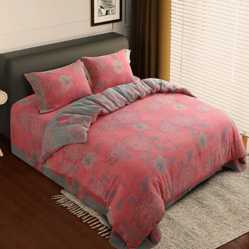 Luxurious Jacquard Floral Cotton Gauze Bedding Set(4PCS)