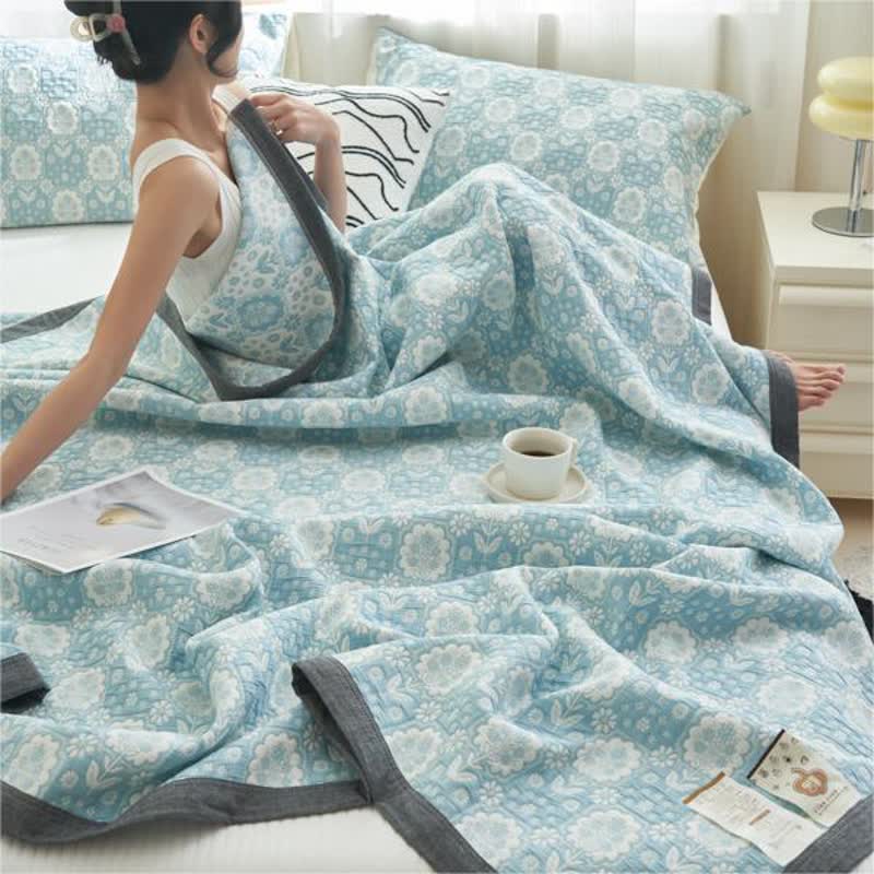 Summer Floral Cotton Gauze Soft Quilt