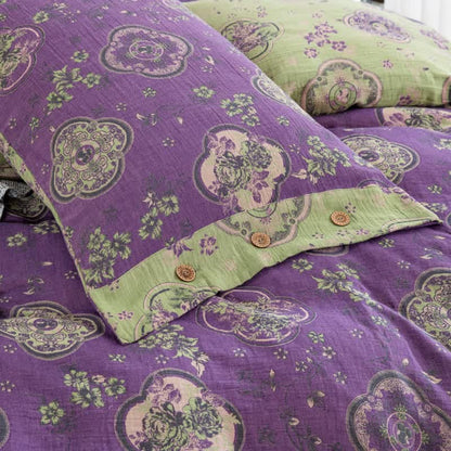 Double Layer Cotton Gauze Floral Bedding Set(4PCS)