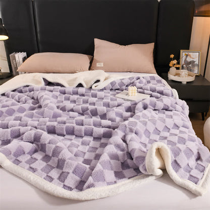 Fashion Checkerboard Thick Warm Throw Blanket