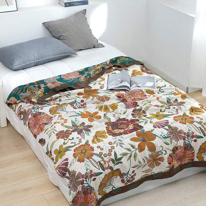 Ownkoti Luxuriant Flower Cotton Reversible Soft Quilt