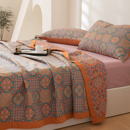 Ownkoti Modern Flower Print Cotton Reversible Quilt