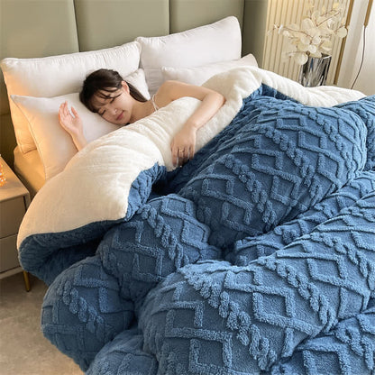 Jacquard Solid Color Comfy Fluffy Blanket