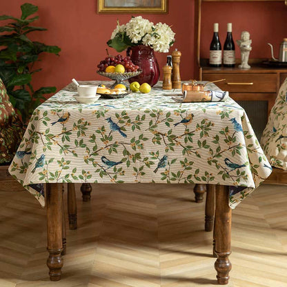 Pastoral Flower & Bird Print Table Cover