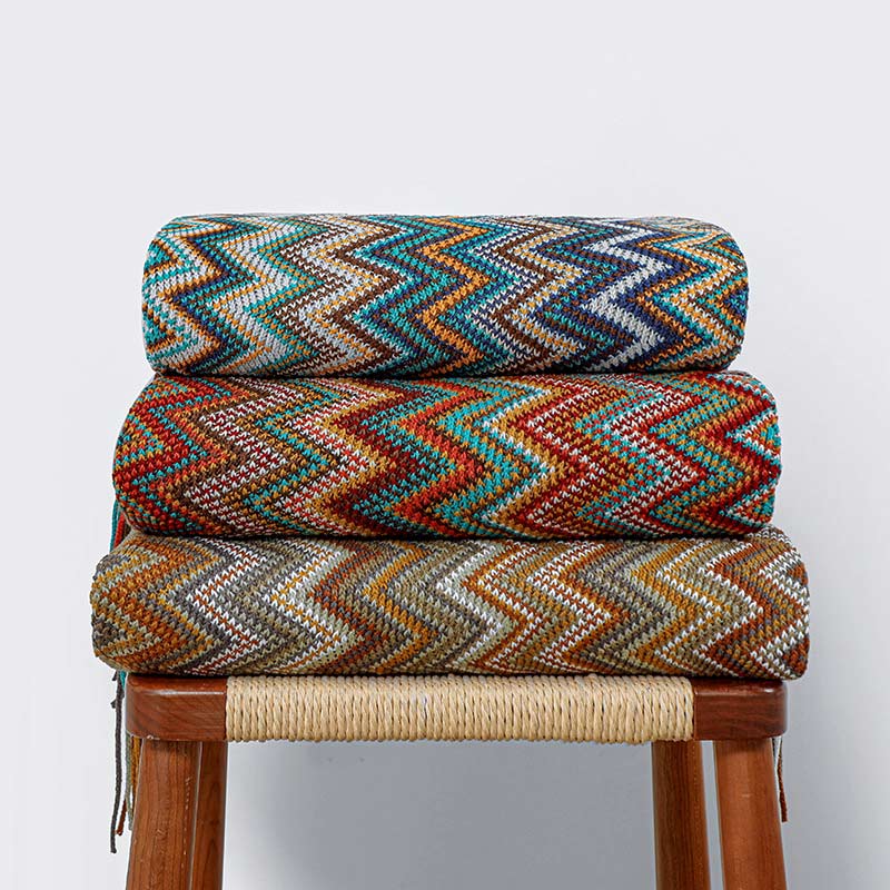 Ownkoti Cozy Colorful Striped Tassel Blanket