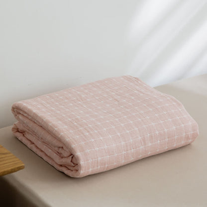 Simple Grid Cotton Gauze Lightweight Quilt