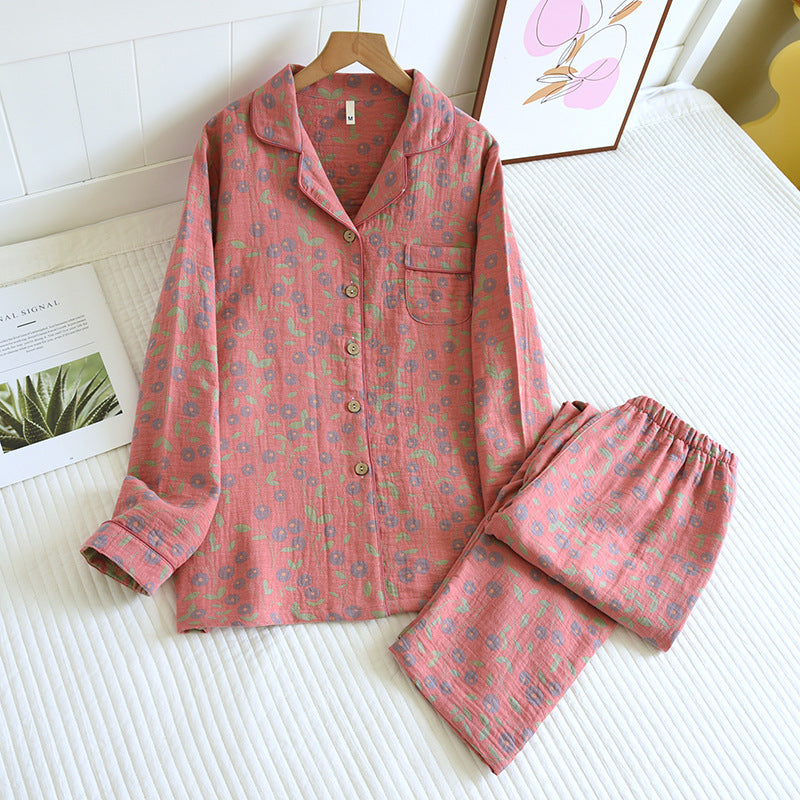 Rural Flower Cotton Guaze Loungewear Set