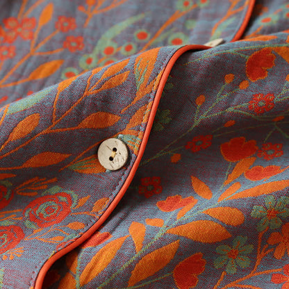 Vintage Leaf Cotton Lapel Loungewear Set - image 6