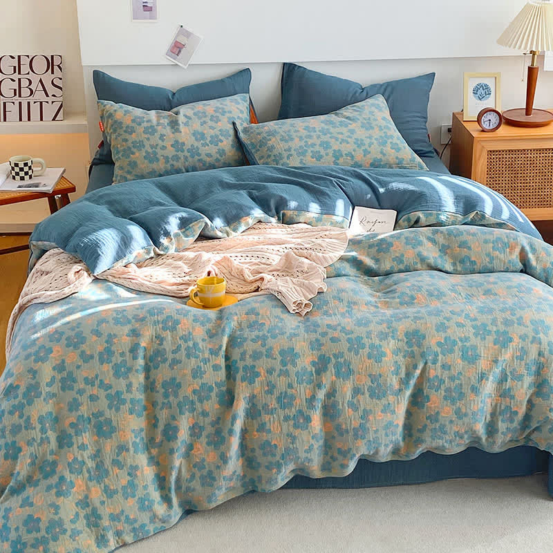 Retro Simple Style Floral Cotton Gauze Bedding