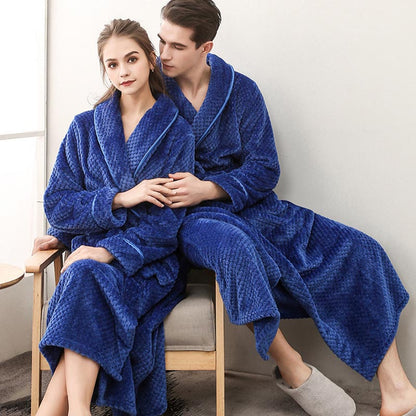 Ownkoti Puffy Fleece Pajama Long Bathrobe - Royal Blue - Men: 3XL - image 10