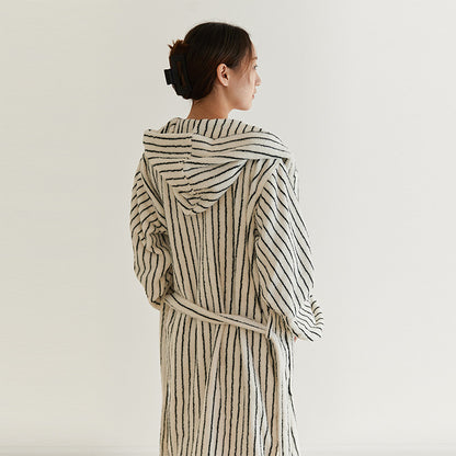 Cotton Hooded Bathrobe with Pockets