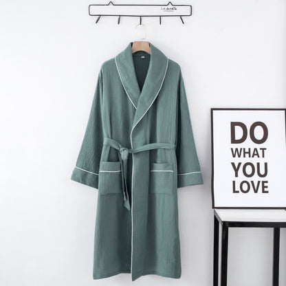 Solid Color Lapel Home Sleep Bathrobe