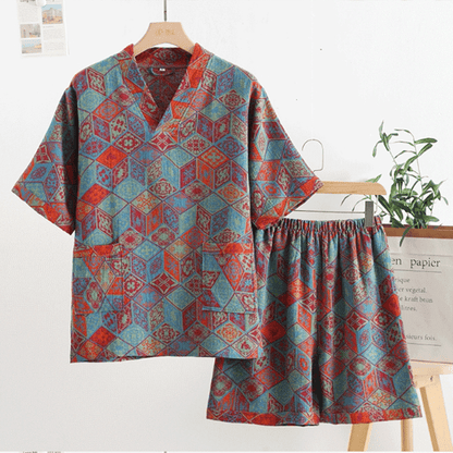 Double Layers Gauze Vintage Cotton Pajama Set