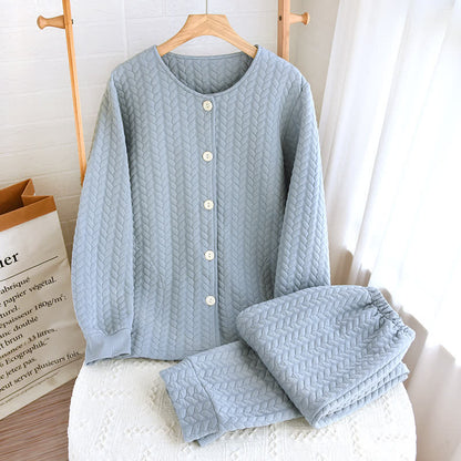 Simple Round-neck Air Cotton Pajama Set