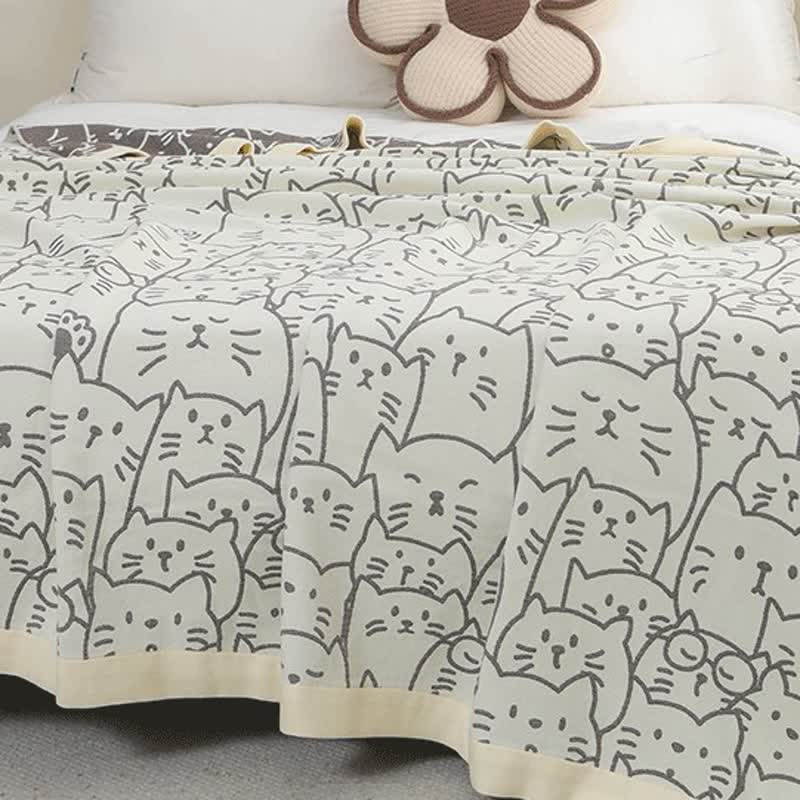 Cute Cat Four Layers Cotton Gauze Quilt