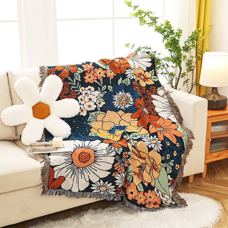 Bright Flower Functional Tassel blanket