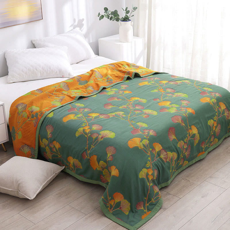 Ginkgo Leaf Jacquard Cotton Reversible Quilt Doona