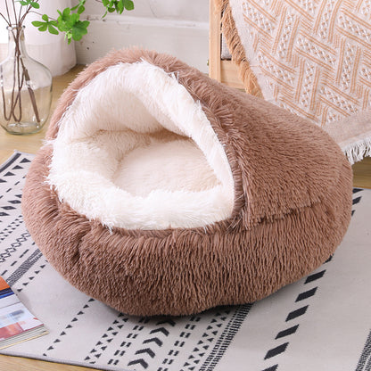 Semi-enclosed Warm Fleece Pet Bed