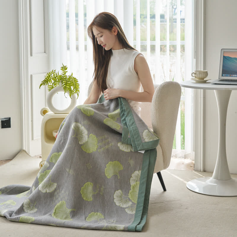 Fresh Style Ginkgo Leaf Pure Cotton Quilt