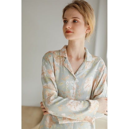 Ownkoti Vintage Floral Long Sleeve V-Neck Loungewear