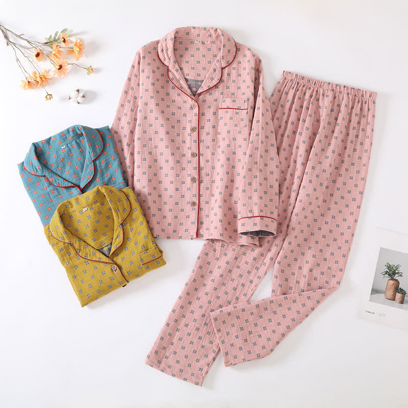 Checkered Jacquard Cotton Loungewear Set