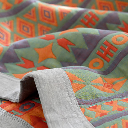 Jacquard Retro Geometric Pattern Summer Quilt