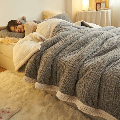 Jacquard Double Fleece Thick Warm Blanket