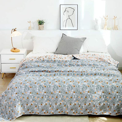 Retro Reversible Coverlet Soft Floral Quilt