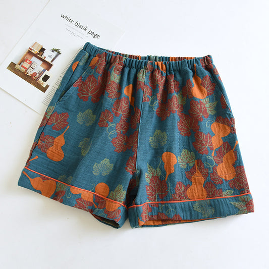 Double Layers Cotton Gauze Gourd Pajama Shorts