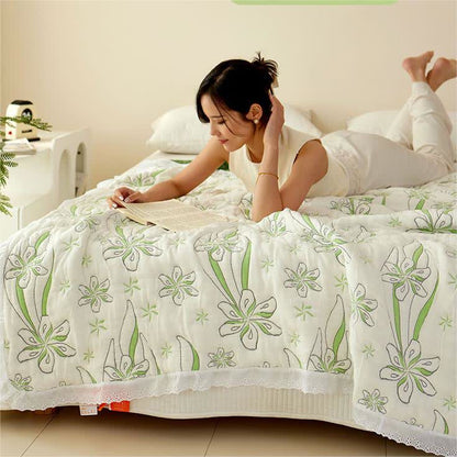 Bamboo Fiber Fresh Style Floral Quilt