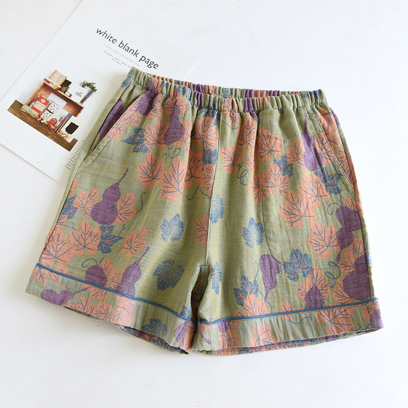 Double Layers Cotton Gauze Gourd Pajama Shorts