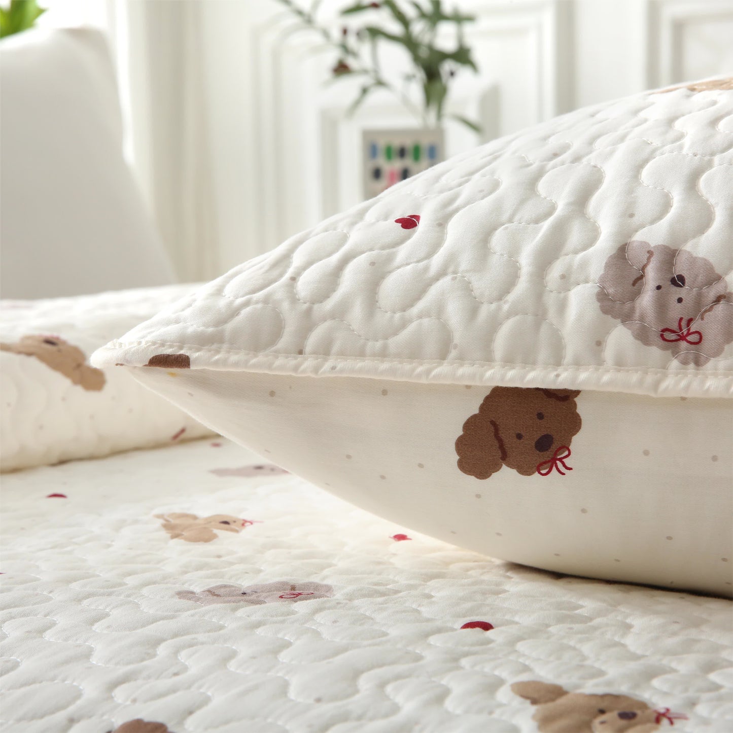 Quilted Cute Dog Pure Cotton Bedding