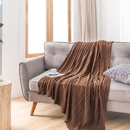 Ownkoti Solid Color Cotton Sofa Knit Blanket