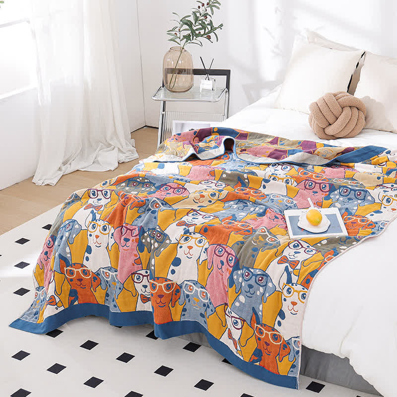 Cute Dog Cotton Gauze Breathable Quilt