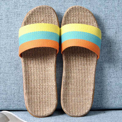 Simple Cooling Open Toe Flax Slippers