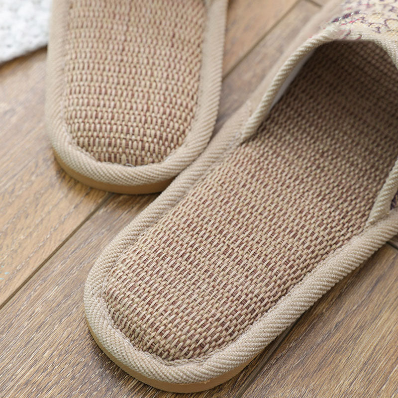 Casual Open Toe Breathable Flax Slippers