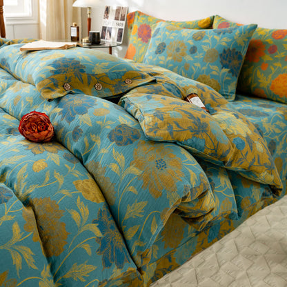 Retro Flower Leaf Cotton Bedding Sets(4PCS)