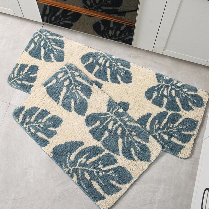 Ownkoti Leaves Print Anti-Slip Bathroom Rug