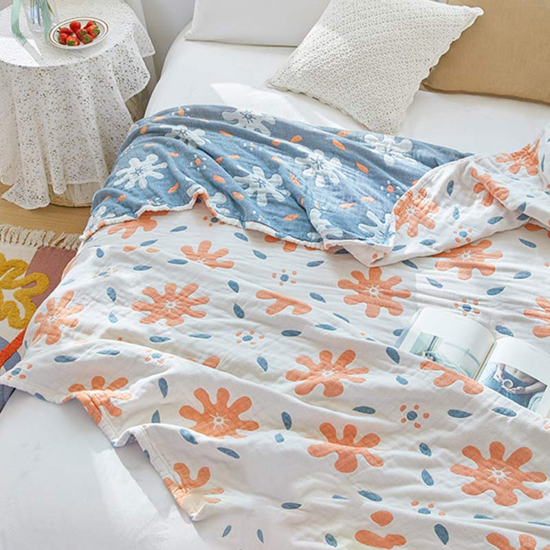 Cute Flowers Cotton Breathable Reversible Quilt